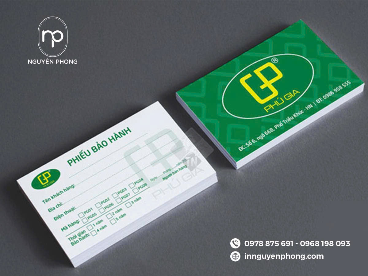 Phiếu bảo hành đồ điện tử nhỏ gọn như một chiếc name card